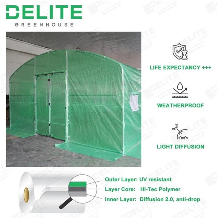 reinforced polytunnel gable wall with greenhouse cover